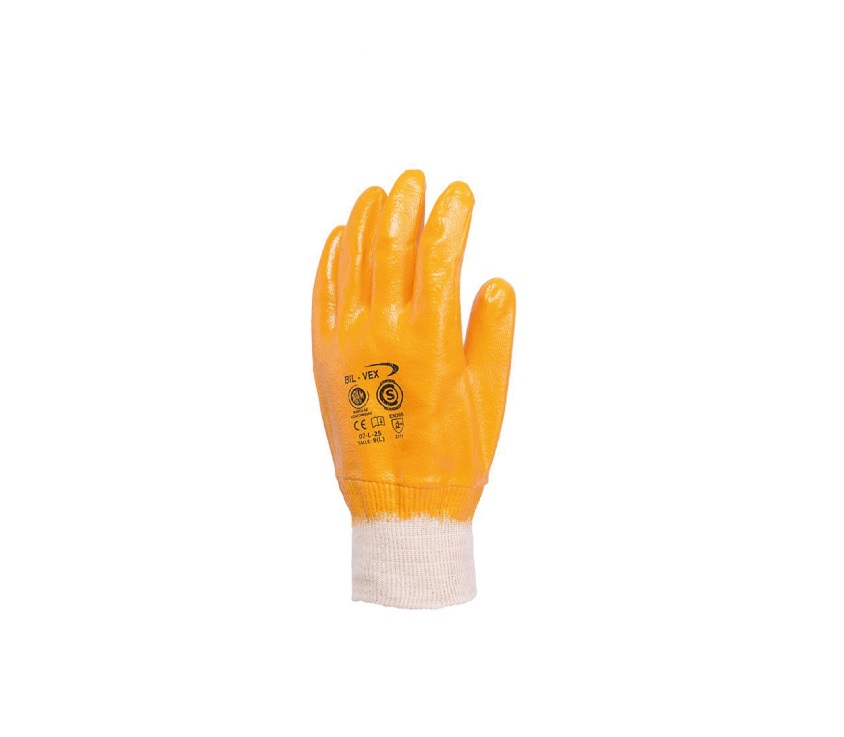 Guante-nitrilo-amarillo-dorso-puño-tejido Guante Nitrilo Amarillo Puño de hilo tejido - Imagen 1
