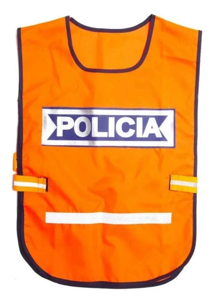 Chaleco POLICIA Buenos Aires naranja con Reflectivo - Paimun Industrial SA