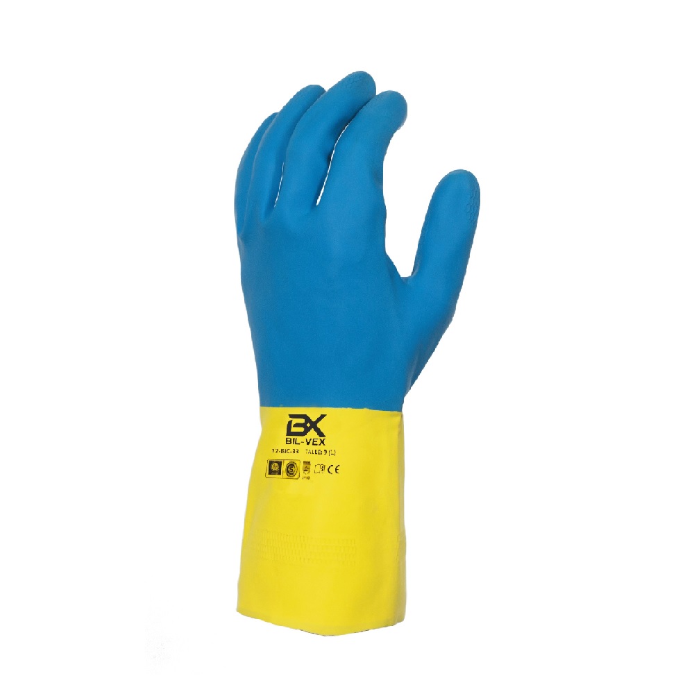 bil-vex-guante-latex-neopreno-azul-amarillo Guante Bil-vex Látex Neopreno Bicolor Azul Amarillo - Imagen 1